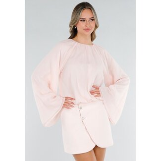 Light Pink Blouse with Wide Sleeves