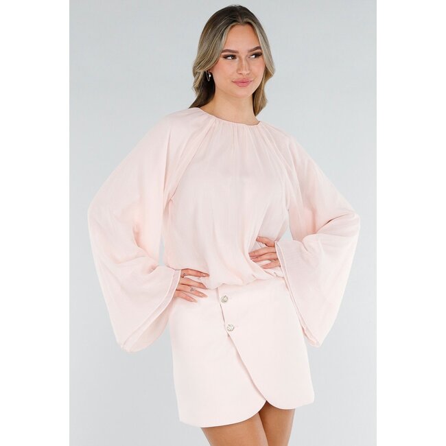 Light Pink Blouse with Wide Sleeves