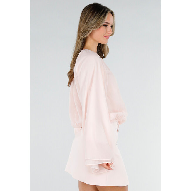 Light Pink Blouse with Wide Sleeves