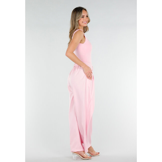 Rosa Body mit quadratischem Ausschnitt und Stretch