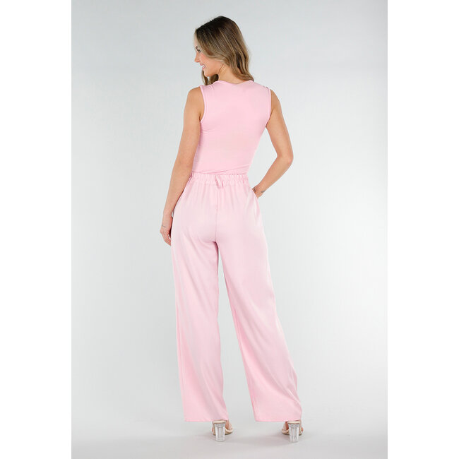 Rosa Body mit quadratischem Ausschnitt und Stretch