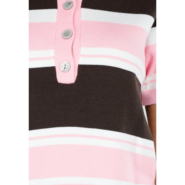 Gestreiftes Polo-Oberteil in Rosa und Braun