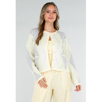 Pastellgelbe Weste mit Karomuster