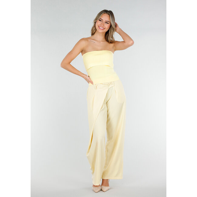 Buttergelbes Bandeau-Oberteil mit Stretch