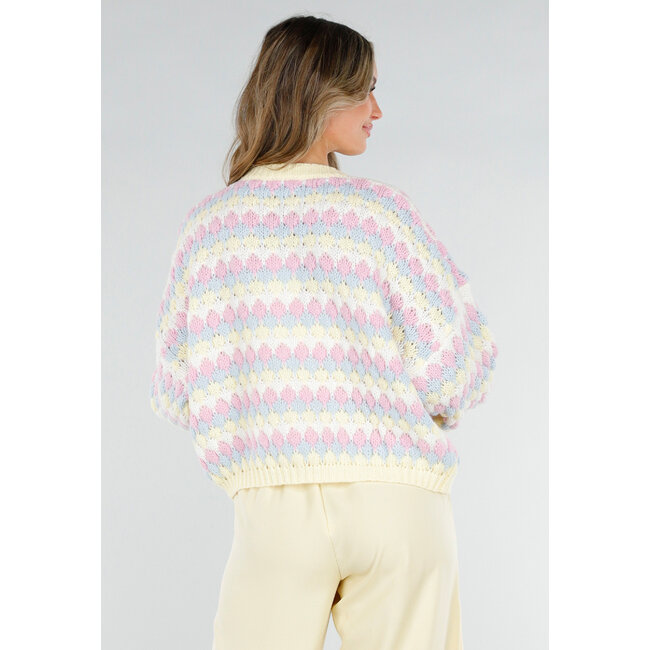 Gestreifter Pastell-Strickcardigan
