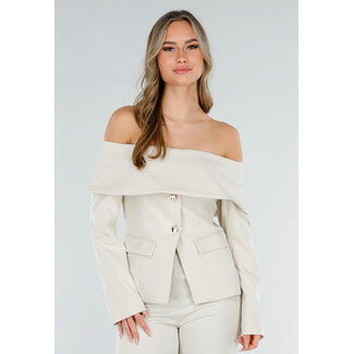 Beiger Off-Shoulder-Blazer