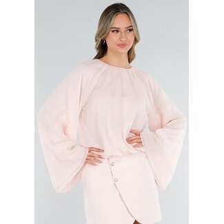 Light Pink Blouse with Wide Sleeves