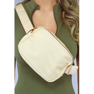 Beige Gürteltasche mit Reissverschluss