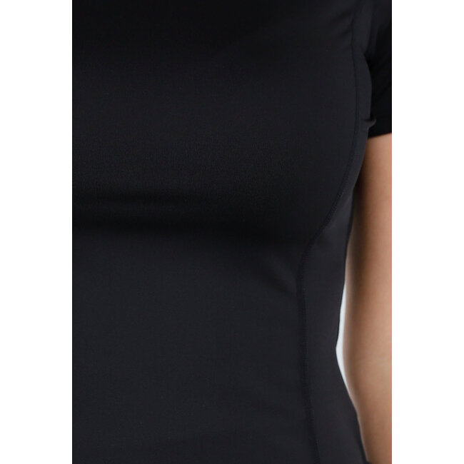 Schwarzes Sport-T-Shirt mit kurzen Ärmeln und Stretch