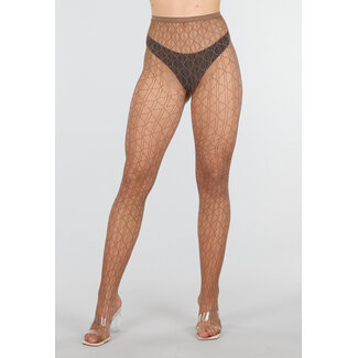 Braune transparente Strumpfhose mit Print