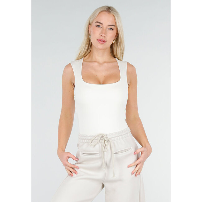 Off-White Body mit quadratischem Ausschnitt und Stretch