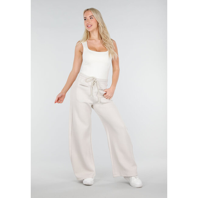 Beige Jogginghose mit Kordelzug und Stretch