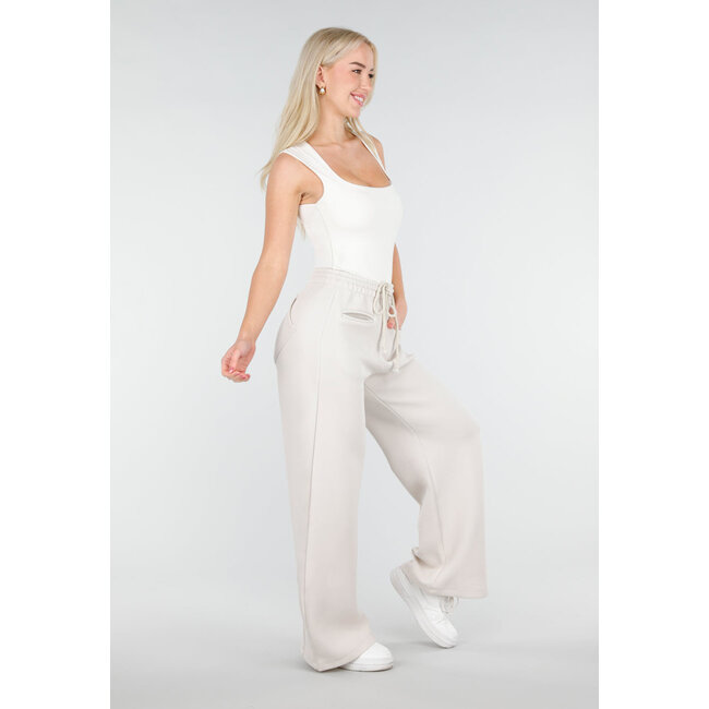 Beige Jogginghose mit Kordelzug und Stretch