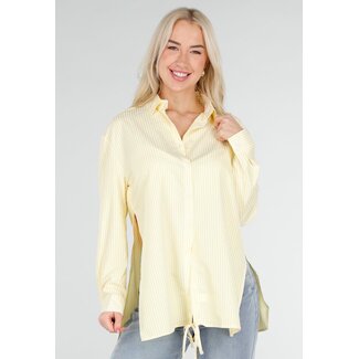 Gelbe gestreifte Bluse mit Schleifendetail