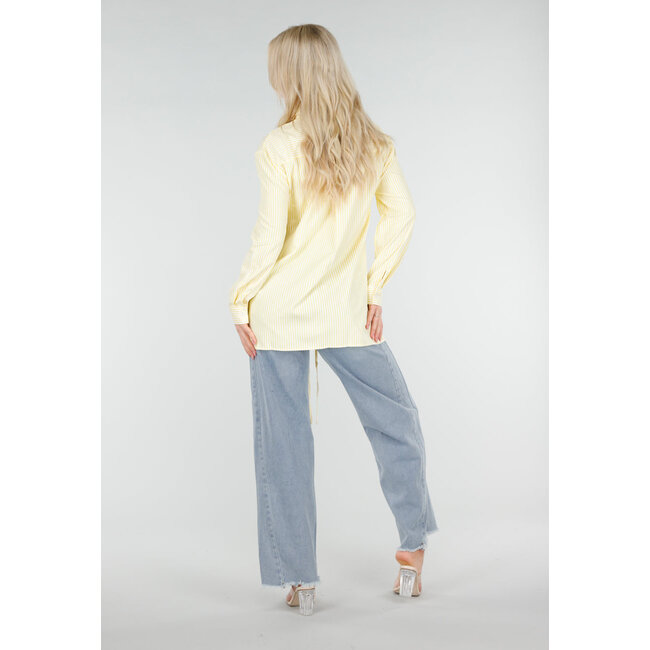 Butter Yellow Gestreifte Bluse mit langen Ärmeln und Schleifendetail
