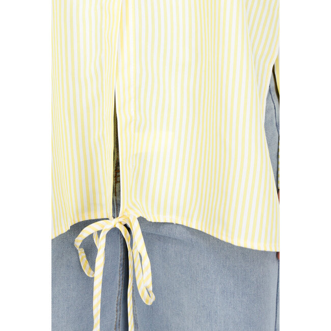 Butter Yellow Gestreifte Bluse mit langen Ärmeln und Schleifendetail