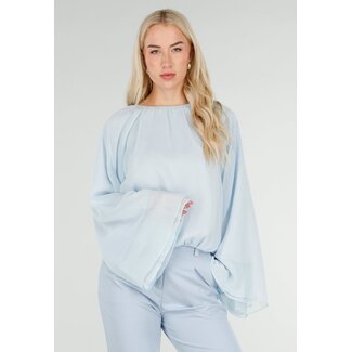Light Blue Blouse with Wide Sleeves