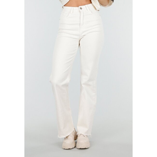 Beigefarbene Straight-Leg-Jeans