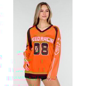 Orangefarbenes Mesh-Langarm-Trikot