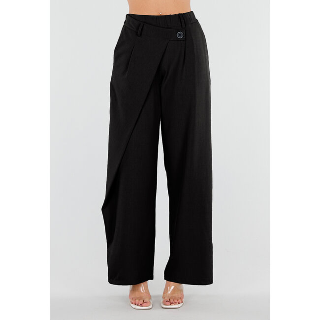 Schwarze Barrel-Hose mit Falten und Stretchbund