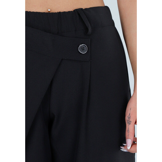 Schwarze Barrel-Hose mit Falten und Stretchbund