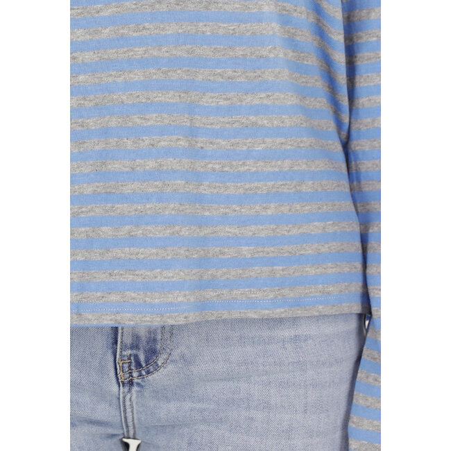 Blau gestreiftes Langarm-Polohemd mit Stretch