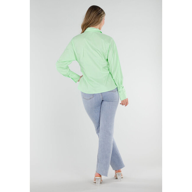 Mintgrüne Bluse mit Krawatte und langen Ärmeln