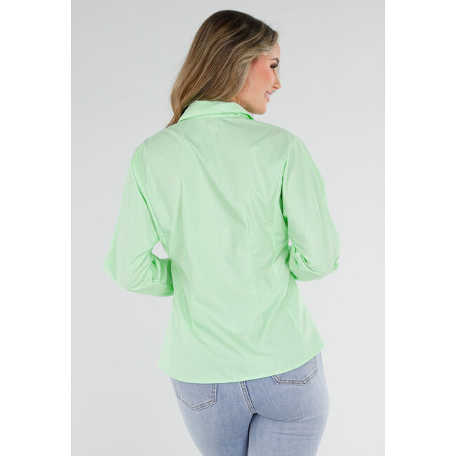 Mintgrüne Bluse mit Krawatte und langen Ärmeln