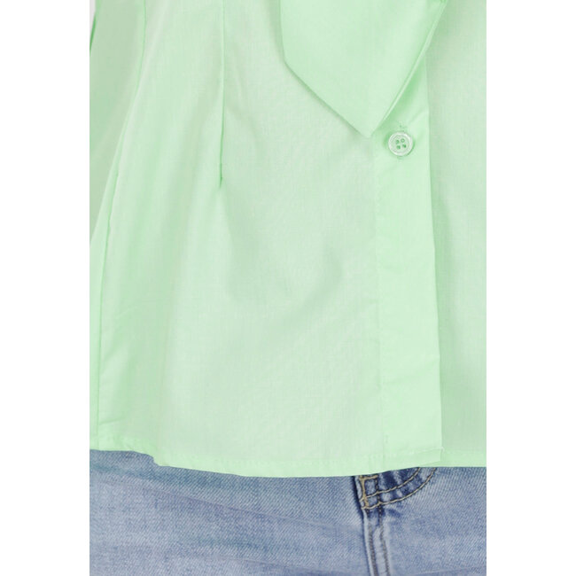 Mintgrüne Bluse mit Krawatte und langen Ärmeln
