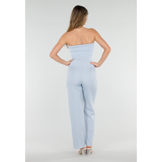 Hellblaues Bandeau-Ripptop mit Stretchanteil