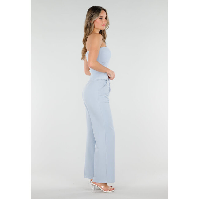 Hellblaues Bandeau-Ripptop mit Stretchanteil