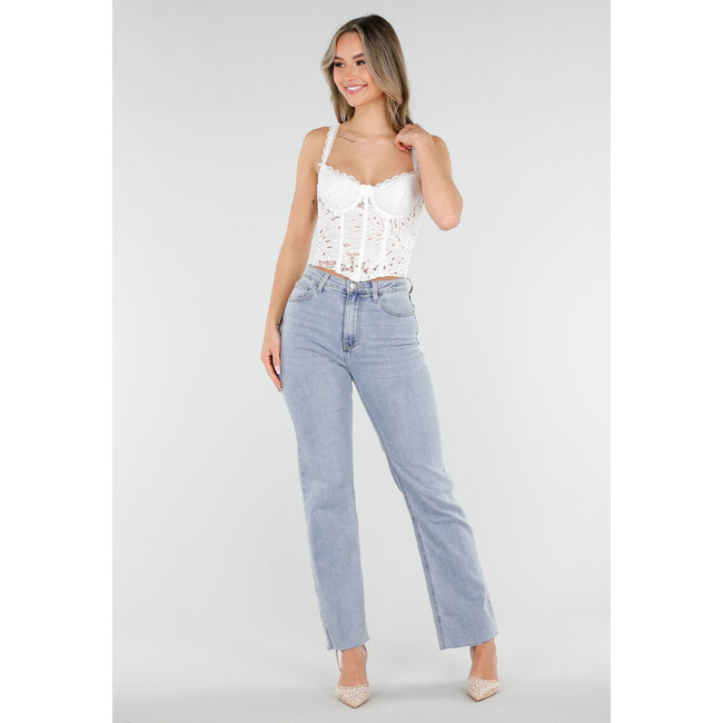 Weißes Spitzenkorsett-Oberteil mit Schnürverschluss