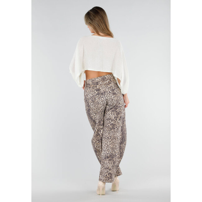 Crèmefarbenes, kurz geschnittenes Oberteil mit Fledermausärmeln