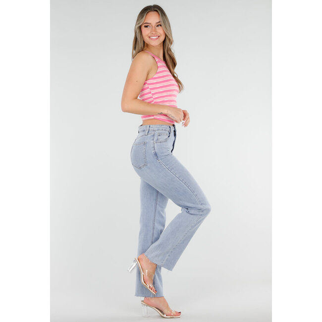 Rosa gestreiftes Neckholder-Crop-Top mit Polstern