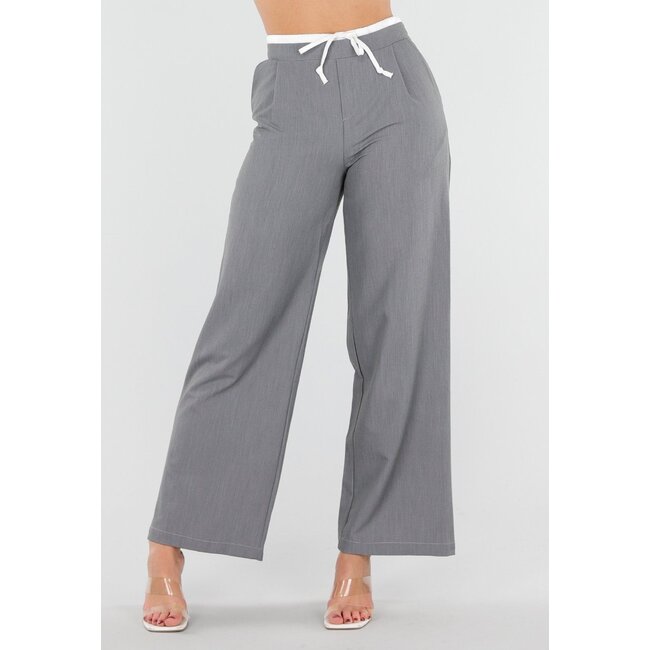 Graue Hose mit Stretch und Kordelzug in der Taille