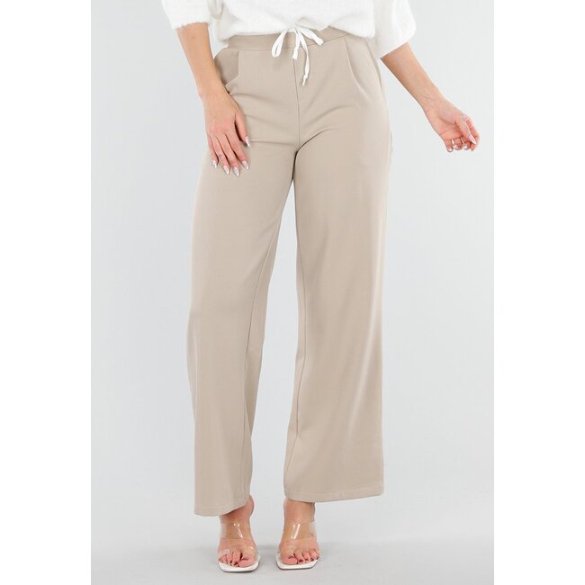 Beige Hose mit Stretch und Kordelzug in der Taille