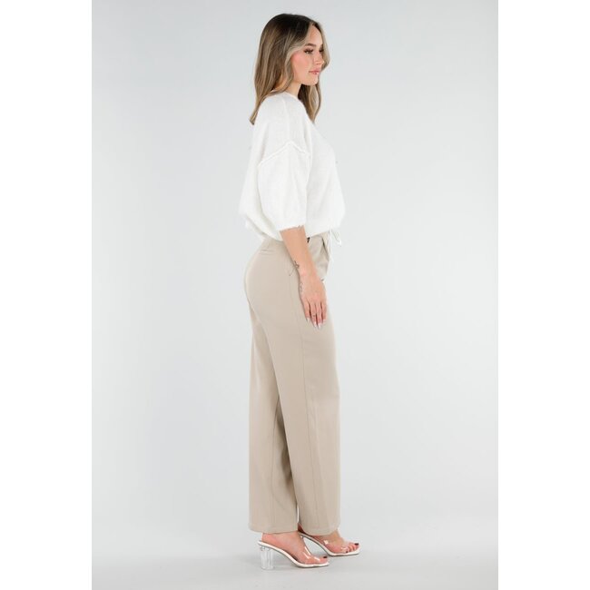 Beige Hose mit Stretch und Kordelzug in der Taille