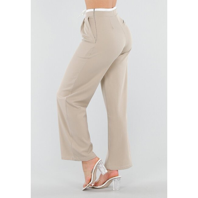 Beige Hose mit Stretch und Kordelzug in der Taille