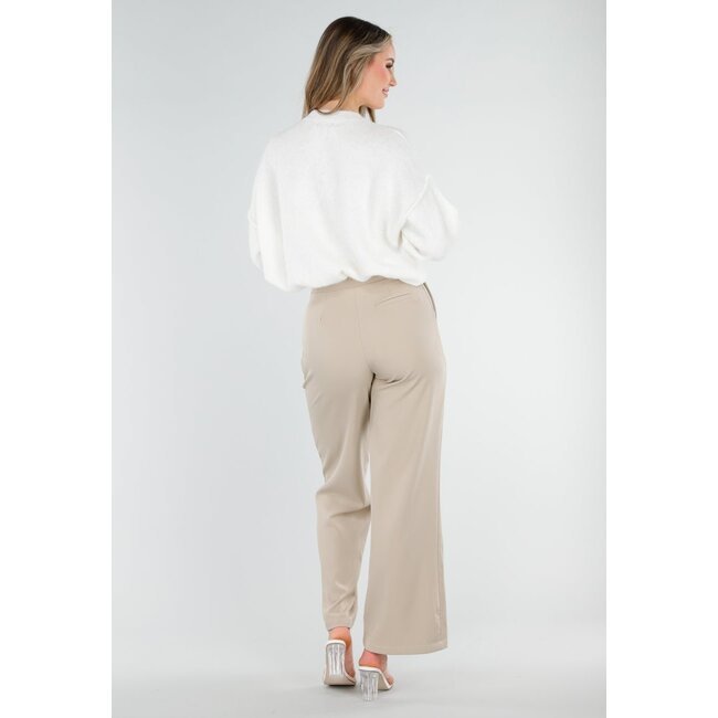 Beige Hose mit Stretch und Kordelzug in der Taille