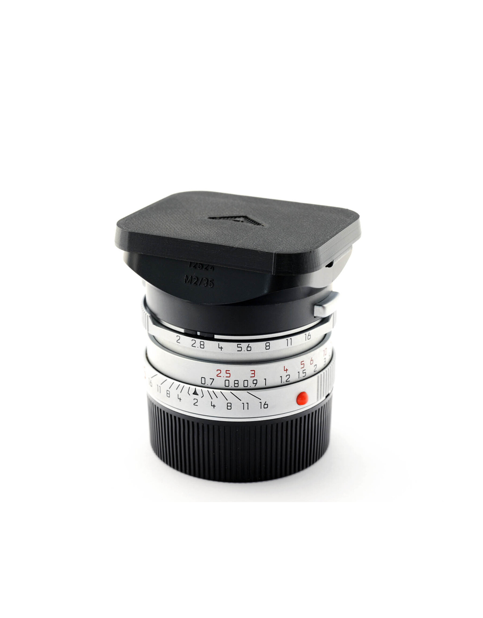 Aperture Rectangular lens hood cap (fits Leica 35mm Summicron-M - 3D printed in black finish)