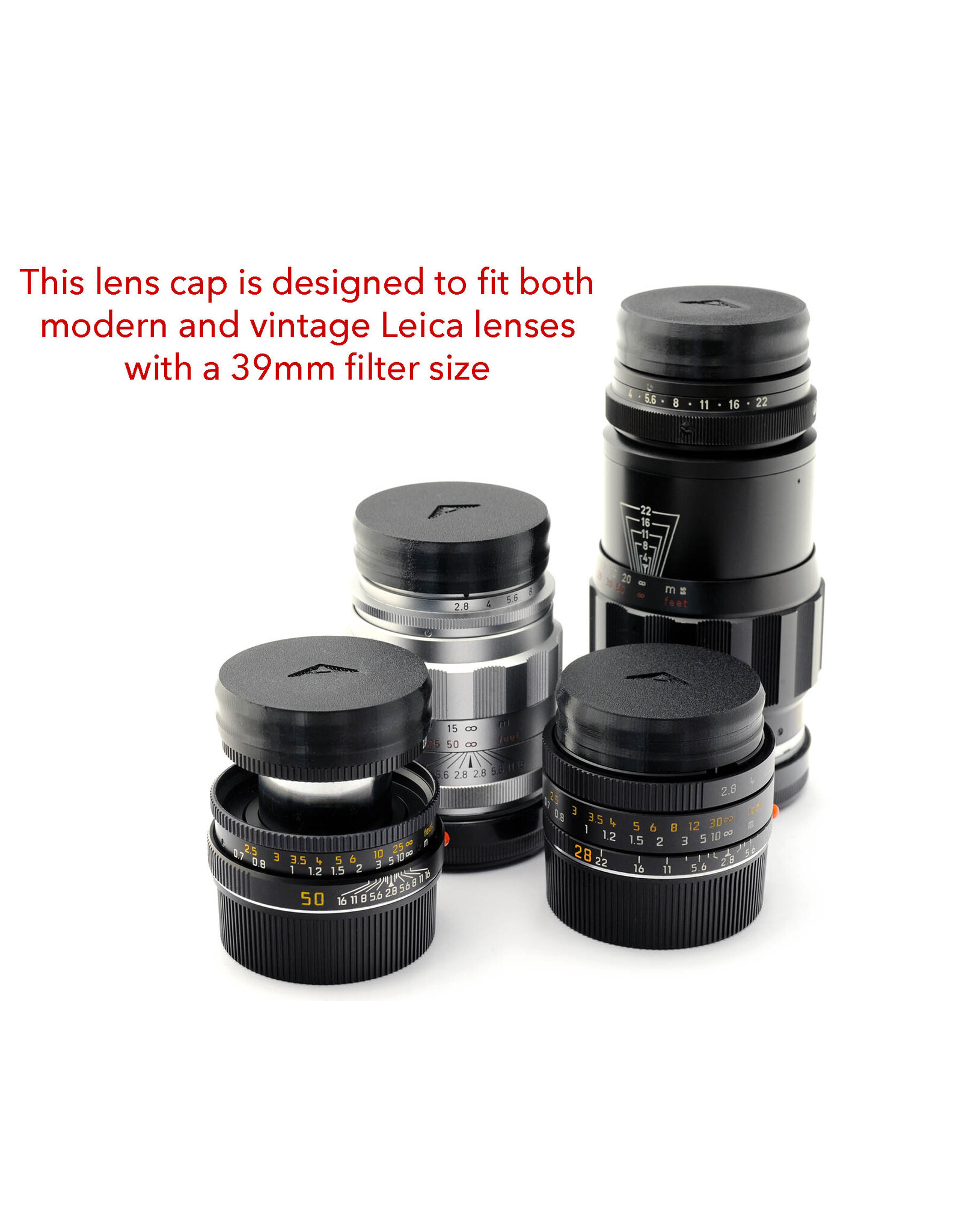 Aperture Aperture Cap - 39mm push on front lens cap (fits Leica lenses with an 39mm filter size - 3D printed in black finish)