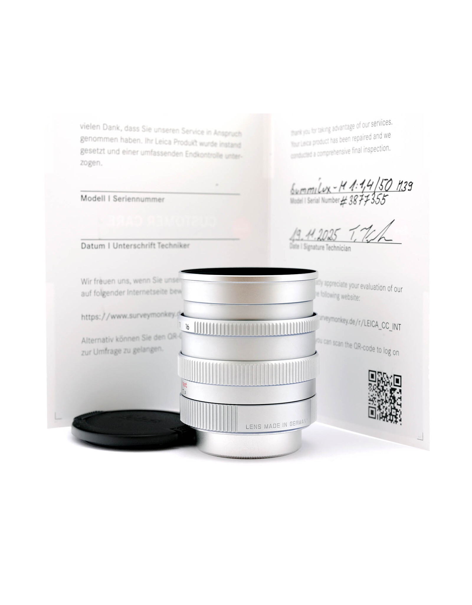 Leica Leica 50mm f1.4 Summilux-M Silver L39 Screw Mount    A6021601