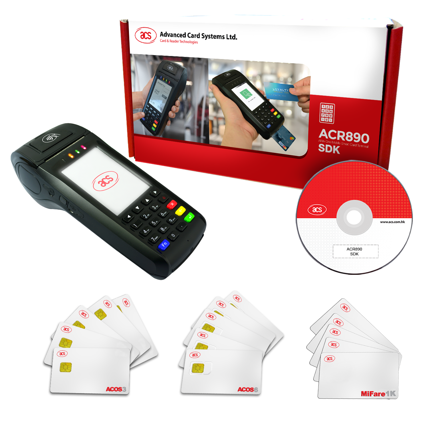 ACS ACS SDK-ACR890-A1 mobiele smartcardterminal met SDK, De terminal bevat een toetsenbord