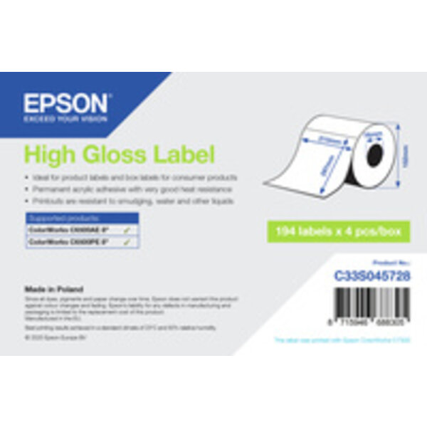 EPSON C33S045728 Epson Rotolo etichette, Carta normale, 210x297mm