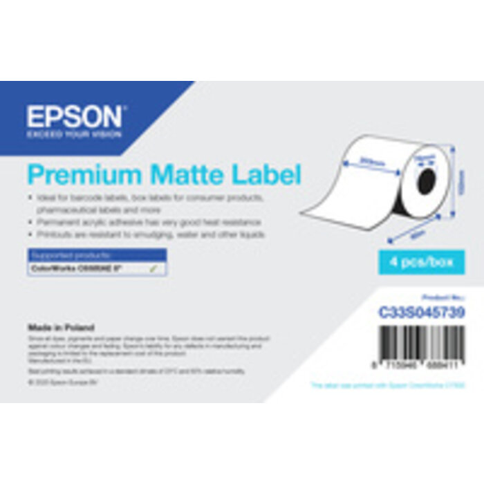 EPSON Rollo de etiquetas Epson, papel normal, 203 mm, acabado mate premium