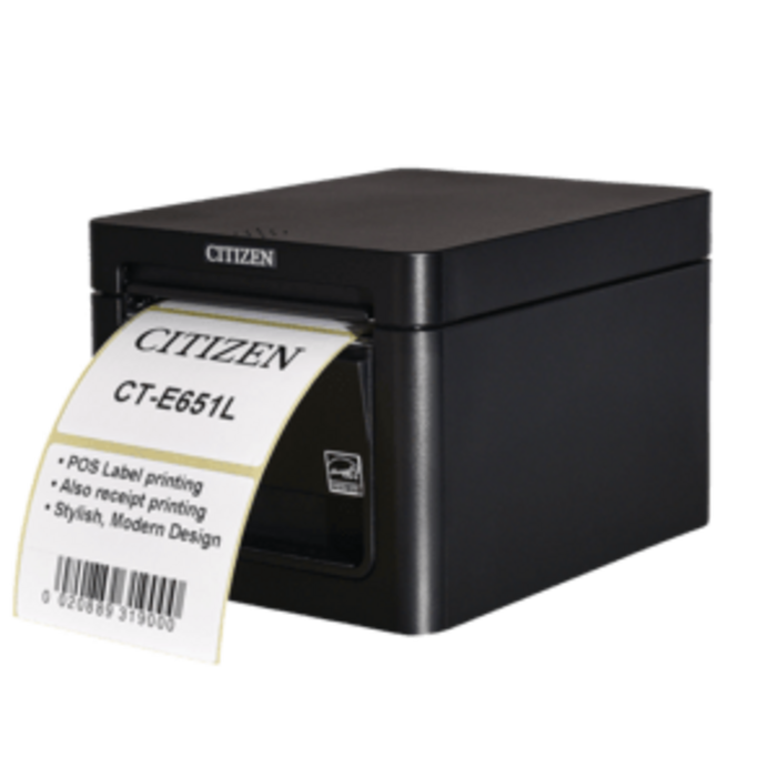 CITIZEN Citizen CT-E651L, 8 puntos/mm (203 ppp), cortador, USB, negro | CTE651XNEBXL