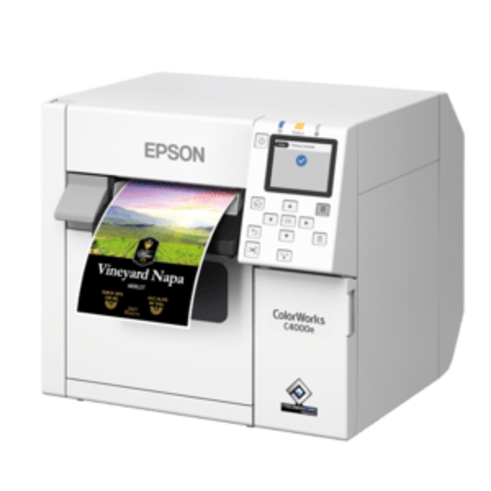 EPSON Epson ColorWorks C4000, Gloss Black Ink, massicot, ZPLII, USB, Ethernet, 112 mm
