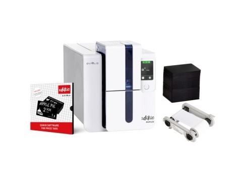 EVOLIS Evolis Edikio Duplex - Price Tag Solution, deux faces, 12 pts/mm (300 dpi), USB, Ethernet, en kit (USB), imprimante de cartes