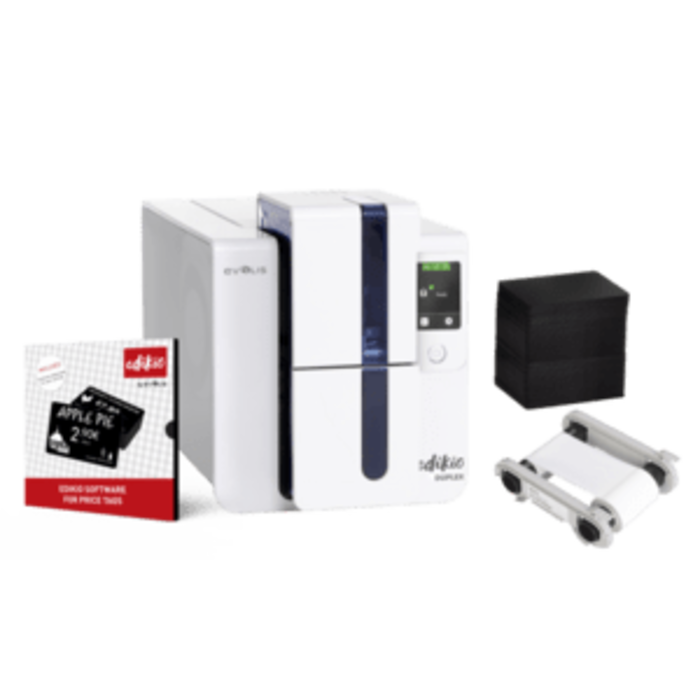 EVOLIS Evolis Edikio Duplex - Price Tag Solution, su due lati, 12 punti /mm (300dpi), USB, Ethernet, Kit (USB), stampa bilaterale schede