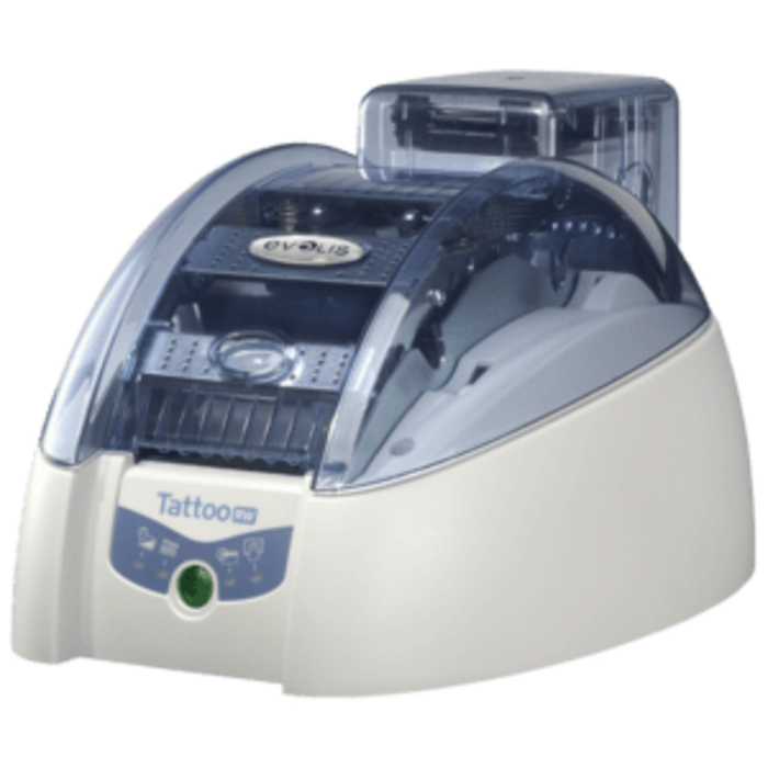 EVOLIS TTR201BBH-00HS Evolis Tattoo2 RW, 1 face, 12 pts/mm (300 dpi), USB, Ethernet, sans contact, blanc, bleu